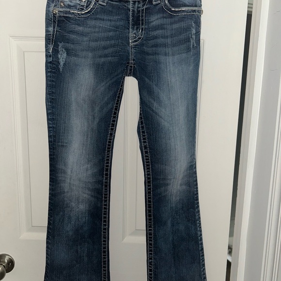 Miss Me y2k vintage Blue Boot Cut Jeans with Vintage Fading - Picture 1 of 5